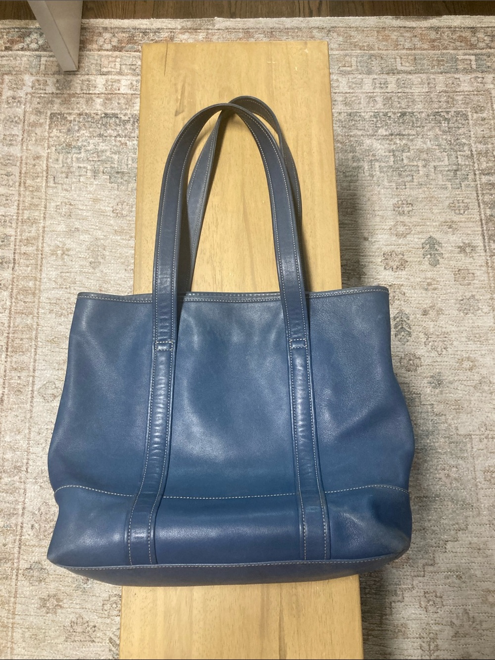 Coach Blue Leather Tote with Double Straps